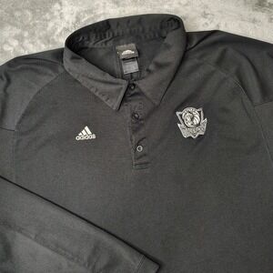 Adidas Polo Shirt Mens 2XL Black Solid Dallas Mavericks Long Sleeve Polyester